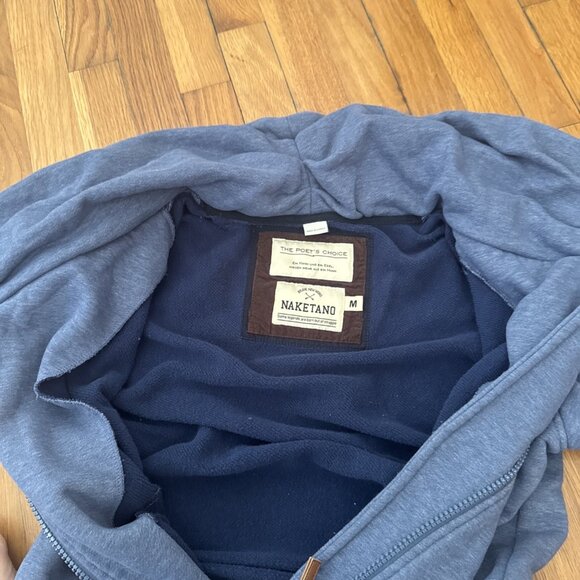 Naketano The Poets Choice Women's Cowl Neck Raglan Blue Zip Jacket Size M - Picture 6 of 10